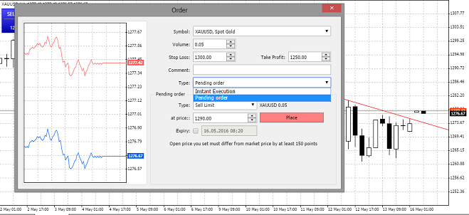 Placing a Pending Order - Alvexo